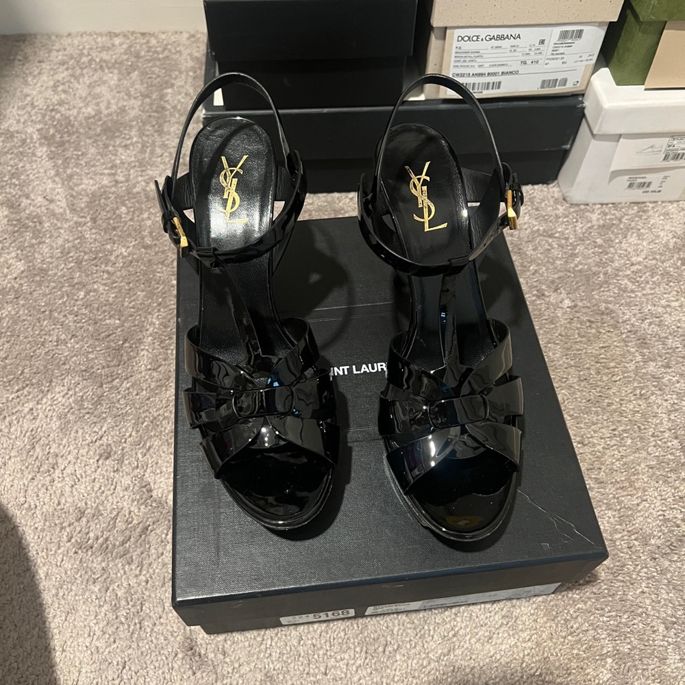 Saint Laurent Glossy Black Sandals